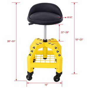 Sgabello da Meccanico Girevole Pneumatico a 360 Gradi per Carichi Pesanti con Ruote e Armadietto Portautensili Integrato - Product Image 4