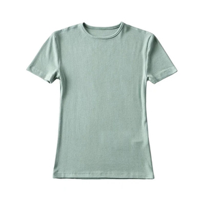 เสื้อยืดผู้หญิงสีดำ โพลีเอสเตอร์ 100% คอกลม แขนสั้น สไตล์ลำลอง สีพื้น ทรงเข้ารูป ระบายอากาศได้ดี เป็นมิตรกับสิ่งแวดล้อม ผ้าแคนวาส สำหรับฤดูร้อน - Product Image 5