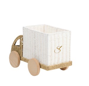 Panier de rangement esthétique en jonc de mer en forme de camion, adorable bac décoratif créatif en osier pour chambre de garçons - Product Image 2
