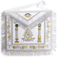 Tablier de Grand Maître Maçonnique en Satin Brodé avec Ceinture Réglable en Fil d'Or – Qualité Supérieure