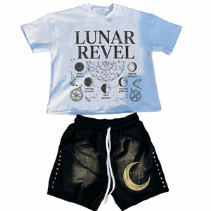 Camiseta y pantalones cortos con logo personalizado, conjunto de 2 piezas de estilo casual de verano para hombre. - Product Image 1