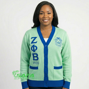Cárdigan de Lino para Mujer con Bordado de la Hermandad Zeta Phi Beta 2026 |   Sororidad Delta, Bordado Personalizado para Damas, Hecho a Medida, Delgado y Ecológico - Product Image 4