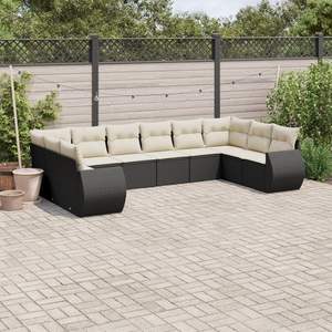 Conjunto de Sofás Modulares Grandes de Ratán PE Negro para Jardín, Muebles de Exterior Elegantes y Duraderos - Product Image 1