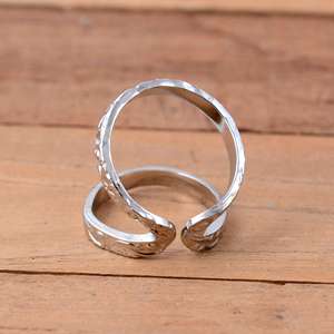 SHYAM JEWELRS 925 Sterling Silver <b>Adjustable</b> Open Band <b>Ring</b> Engraved Floral Scroll Design Minimalist Stackable Handmade - Product Image 3