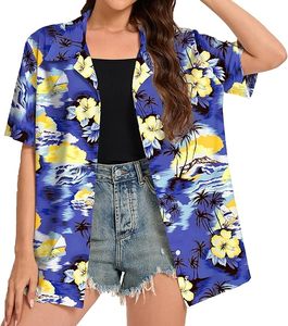 Camisa Hawaiana para Mujer, Estampado Floral Tropical, con Botones, para Vacaciones, Playa, Verano - Product Image 3