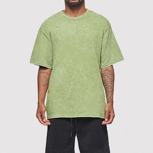 Camiseta de Hombre de Alta Calidad al por Mayor, Estilo Mineral Wash, de Gran Gramaje, Lisa, con Lavado Ácido, Personalizable con Serigrafía y Bordado, de Corte Holgado, en Blanco - Product Image 6