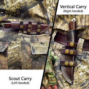 Couteau de chasse artisanal en acier Damas, personnalisable, avec lame à pointe tombante de 8,5 pouces de longueur totale et manche en bois de rose - Product Image 6