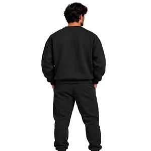 Conjunto Deportivo Informal para Hombre, Sudadera Negra con Cuello Redondo y Pantalones Jogger, Transpirable, para Gimnasio, Ropa Deportiva de Verano - Product Image 3