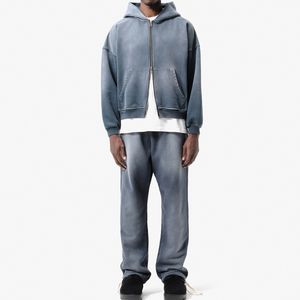 Man Custom Baggy Tracksuit Sweatsuit Blank 100% Premium Cotton Pullover Boxy Hoodies and Sweatpants Sets for Men - Product Image 4