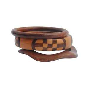 Brazaletes de Madera y Latón Hechos a Mano de Lujo, Exportaciones de Craft Emporium, Joyería Multiforma Hecha a Mano para Uso Diario, Artesanía del Uttar Pradesh - Product Image 2