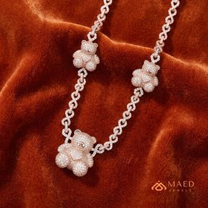 Collier pendentif ours en moissanite plaqué or rose, bijoux de mode, collier à fine chaîne, New York City, look élégant pour hommes et femmes - Product Image 4