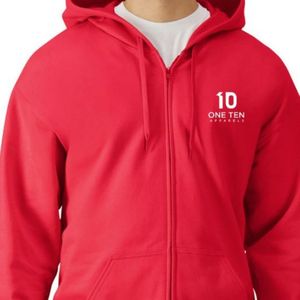 Sweat-shirt à capuche zippé intégral en polaire mi-lourde pour adulte, rouge, doux, chaud, décontracté, confortable, personnalisable, vente en gros pour moi - Product Image 4
