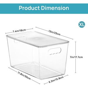 Contenedores Apilables Transparentes con Tapas, Paquete de 6, Contenedores de Plástico Extra Grandes con Asas para Organización de Despensa - Product Image 2