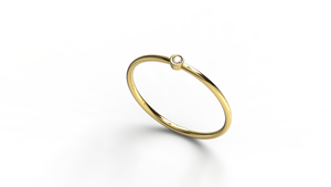 Bague solitaire minimaliste en or 18 carats avec diamant rond serti clos, délicate et empilable, bague de promesse, bijou raffiné, cadeau pour femme - Product Image 2
