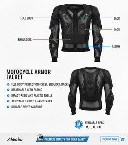 Chaqueta de Seguridad para Motocicleta, Protección de Motocross, Transpirable, 220g, Manga Larga, Unisex, 100% Poliéster, Negra, Todas las Tallas, Invierno - Product Image 5