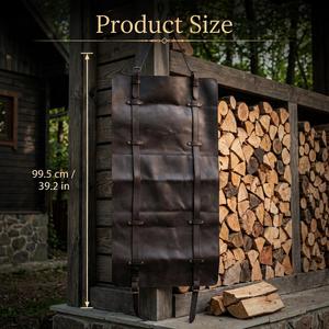 Sac de transport pliable en cuir véritable anti-odeur pour bûches, robuste et portable, pour le rangement du bois de chauffage LLR-0176 - Product Image 6