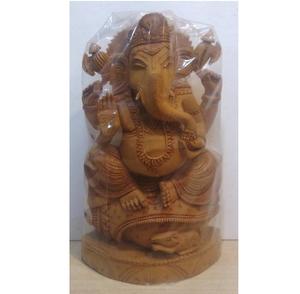 Idole de Ganesha en bois, statue artisanale du dieu hindou Ganesh, art traditionnel, décoration intérieure, cadeau pour la vénération, espaces de vie - Product Image 4