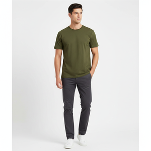 T-shirt Homme Vert Olive Premium - 100% Coton Col Rond Manches Courtes Uni - Vêtements Décontractés Simples en Gros - Product Image 2
