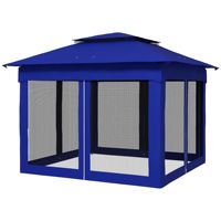 Tonnelle escamotable bleue 11 x 11 avec protection UV, pour événements extérieurs, patio, jardin, avec filet zippé et sac de transport