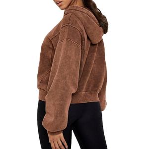 Sudadera con capucha vintage de algodón con logotipo personalizado, Sudadera con capucha de felpa francesa popular para mujer, sudaderas con capucha lavadas con ácido - Product Image 4