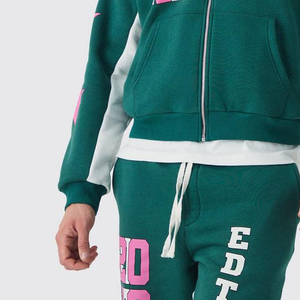 Mens Winter Zipper Tracksuit 100 percent Cotton Breathable Quick Dry Hooded Collar Solid Pattern Midweight Fashion Street Set - Product Image 3