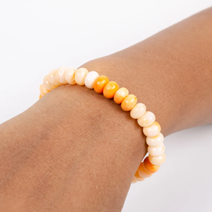 Natural Peach Opal Smooth Gemstone <b>Bracelet</b> Stretch Elastic <b>Healing</b> Jewelry For Men Women Handmade Daily Wear Fashion Accessory - Product Image 2