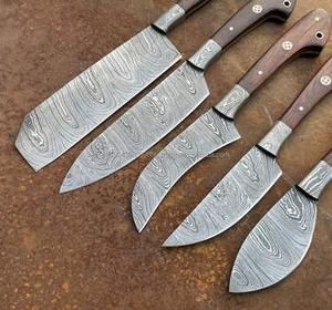 Juego de Cuchillos de Cocina Estilo Japonés de 5 Piezas, con Mango de Madera, Acero de Damasco, Cuchillos Profesionales para Frutas, Gran Venta - Product Image 4
