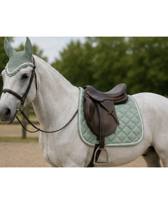 Luxury Equestrian Horse Saddle Pad and <b>Fly</b> Bonnet Set Diamond Quilted Dressage Saddle Pad Ear <b>Net</b> Bonnet Set with Custom Color - Product Image 2