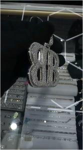 Pendentif de chaîne personnalisé en moissanite ronde sertie de diamants, style hip-hop, en argent 925, pendentif lettre B en diamant VVS, bijoux fins pour hommes - Product Image 4