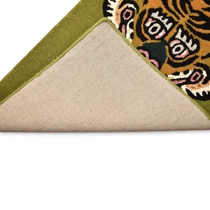 Tapis tibétain tufté à la main, motif tigre, à poils ras, en laine verte, rectangulaire, vente en gros - Product Image 4