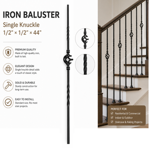 Rampe d'escalier moderne en bois avec balustres en fer noir, fixation au sol pour escalier de villa et d'hôtel - Product Image 1