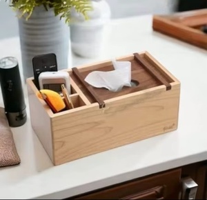 Ecowoodies, design classique, organisateur de bureau multifonctionnel durable pour la maison et le bureau, porte-boîte à mouchoirs en bois, portable - Product Image 1