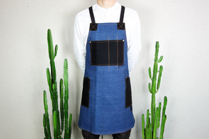 Tablier de service en toile personnalisé avec logo, bretelles en cuir réglables, uniforme professionnel pour serveurs, réceptionnistes d'hôtel, hôtesses de l'air - Product Image 1