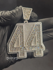 Wholesale Lucky <b>Number</b> Pendant Mens VVS1 Moissanite Round Brilliant Cut Sterling Silver <b>Gold</b> Plated Luxury Style <b>Number</b> Pendant - Product Image 1