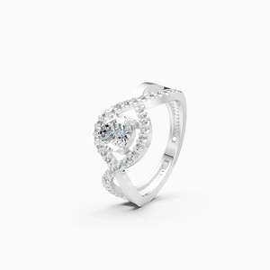Bague de fiançailles solitaire en spirale avec diamant de 1 carat cultivé en laboratoire, taille ronde |   En or jaune, blanc et rose 9 carats - Product Image 3