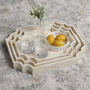Bandeja de Nácar Blanco, Bandeja con Incrustaciones de Concha Blanca, Bandeja de Servir de Nácar, Bandeja con Incrustaciones de Nácar, Decoración de Nácar - Product Image 1