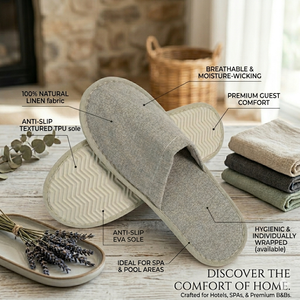 Zapatilla de Hotel de lino natural, <span class=keywords><strong>calzado</strong></span> higiénico antibacteriano para invitados, Spa Resort, comodidades de baño, retiro de bienestar, <span class=keywords><strong>sanitario</strong></span> limpio - Product Image 3