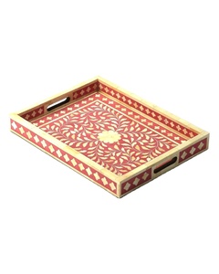 Venta al por mayor de bandeja de madera de lujo con hueso y madreperla incrustaciones hechas a mano India - Product Image 2