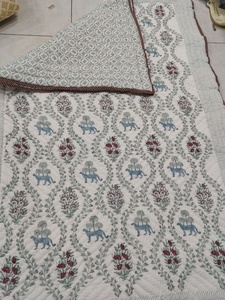 Cotton Hand Block Printed <b>Quilt</b> Artisan Crafted Reversible Bedding Blanket Decorative <b>Bedspread</b> Export Supplier India - Product Image 1
