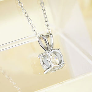 Brilliant Cut Lab Grown Diamond IGI Certified Pendant Necklace 14k Solid Gold Rhodium Plated Claw Setting Trendy Unisex <b>Chain</b> - Product Image 2