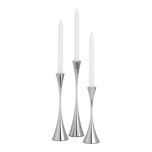 Tall Silver Metal Candle Holder Set Elegant Candlestick <b>Decorative</b> Home <b>Decor</b> <b>Table</b> Centerpiece Luxury Modern Style - Product Image 1