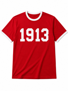 เสื้อยืดคอกลมคุณภาพสูง Delta/Sigma/Theta Cotton Jersey Plus Size DST 1913 ลายตัวอักษรกรีก สำหรับพี่น้องภราดรภาพ รุ่น Ringer  สำหรับชมรมนักศึกษา Delta - Product Image 5