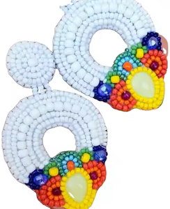 Pendientes de Aro con Cuentas de Vidrio Bordadas a Mano, Coloridos, Modernos, para Bodas, Fiestas, Eventos Festivos, Colgantes de Alta Calidad, Estilo Boho - Product Image 1