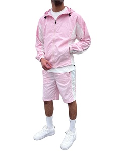 Conjunto de Jogger deportivo gráfico personalizado 2025, chaqueta y pantalones cortos de nailon a prueba de viento 100%, chándal cortavientos informal con cuello levantado - Product Image 1