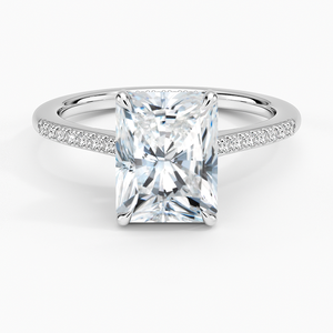 Anillo BOJ 0110 con Corte Radiante, Plata 925, Engaste de Media Punta, Anillo Solitario con Diamante de 2ct, Color D, VVS1, Moissanita, Certificado GRA - Product Image 1