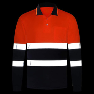 Camiseta Polo de Manga Larga Reflectante de Alta Visibilidad para Hombre, Color Naranja y Negro, Tallas Grandes, Tejido de Poliéster, Ropa de Trabajo Informal - Product Image 2