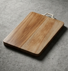 Planche de service rectangulaire artisanale en bois de manguier, planche à découper plate moderne avec poignée en métal à arche supérieure - Product Image 5