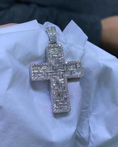 Pendentif Hip Hop Croix Baguette Sertie de Diamants pour Hommes, Cadeau de Noël, Pendentif Hip Hop, Collier Croix de Jésus en Diamants Baguette pour Femmes - Product Image 3