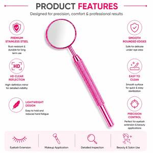 Outil miroir rose pour extensions de cils avec poignée texturée pour une application précise - Product Image 3