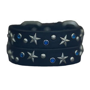 Vente chaude de qualité supérieure 100% collier de chien en cuir véritable avec goujon étoile fournisseur indien fabricant en gros exportations Saman - Product Image 2